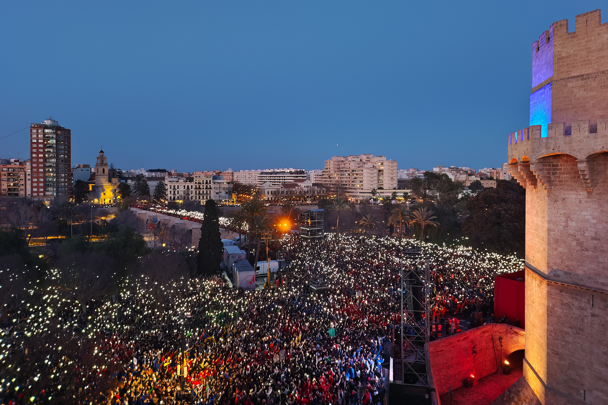 La Crida Fallas 2023 with Torres de Serranos